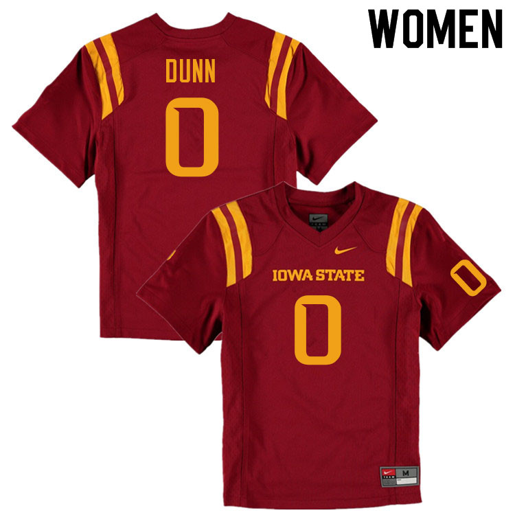 Iowa State Cyclones Women's #0 Corey Dunn Nike NCAA Authentic Cardinal College Stitched Football Jersey PF42N87PH